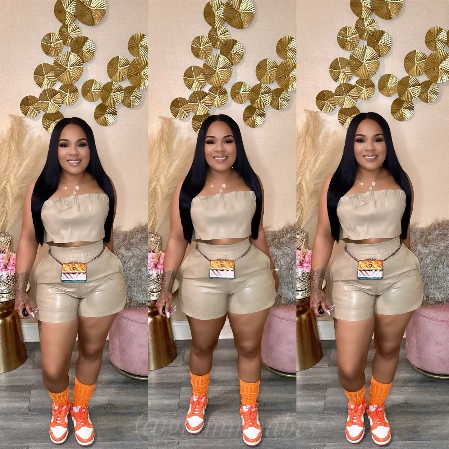 BABE SET (TAUPE)(PU LEATHER)