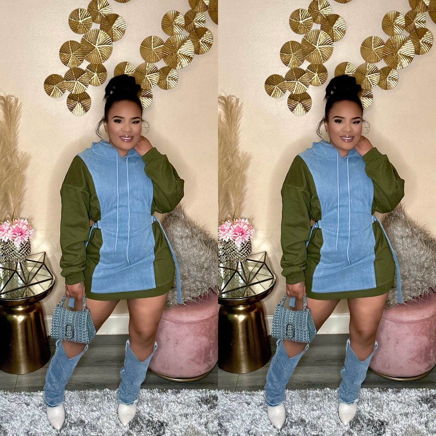 DENIM BABE SWEATER DRESS