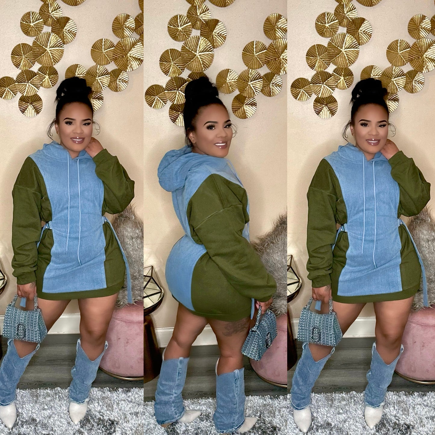 DENIM BABE SWEATER DRESS