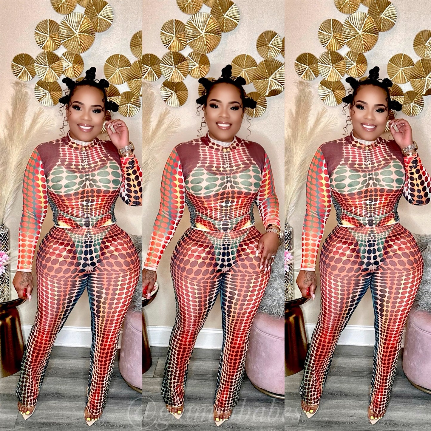 POLKA BABE MESH SET (ORANGE/MULTI)