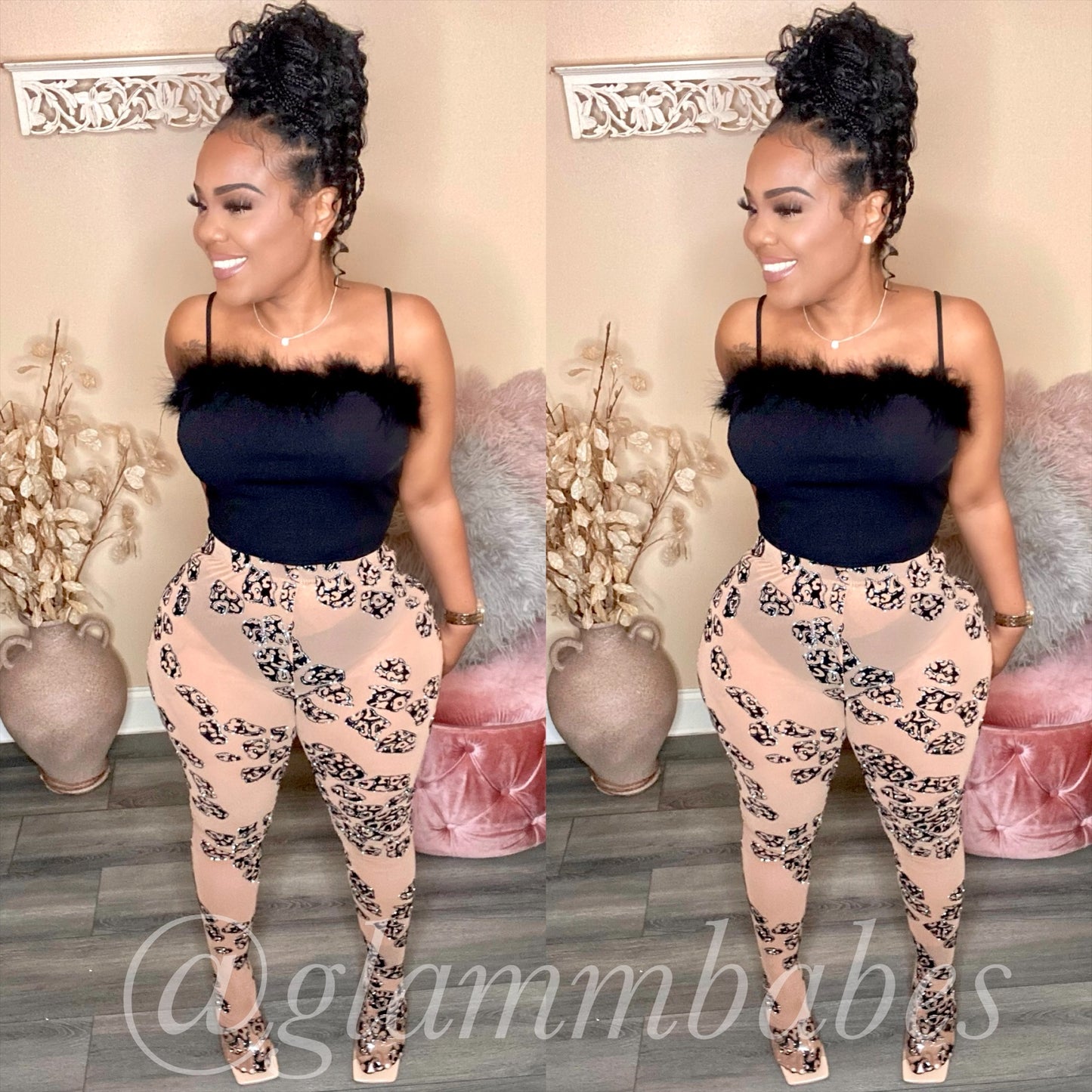 GLITTER BABE MESH LEGGINGS (NUDE)