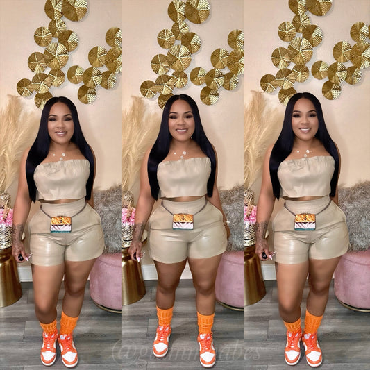 BABE SET (TAUPE)(PU LEATHER)