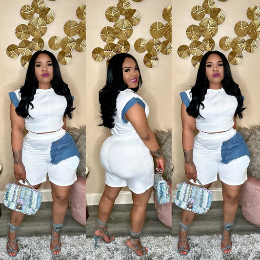 DENIM BREEZE SET (DENIM/IVORY)