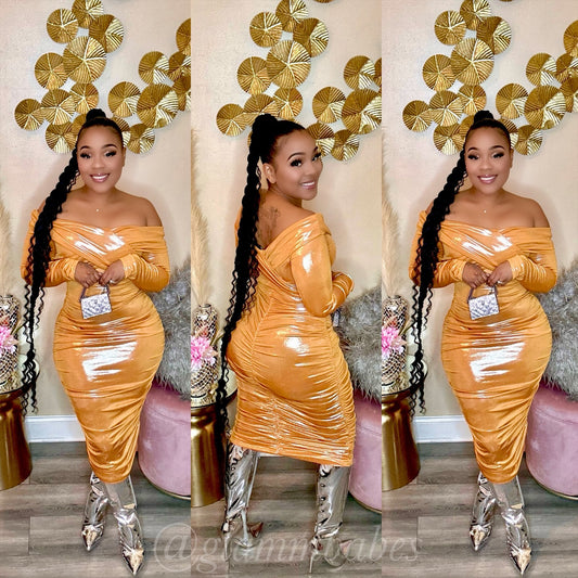 METALLIC BABE MIDI (MUSTARD METALLIC)