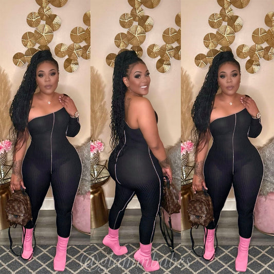 ONE SHOULDER BABE JUMPSUIT (BLACK)