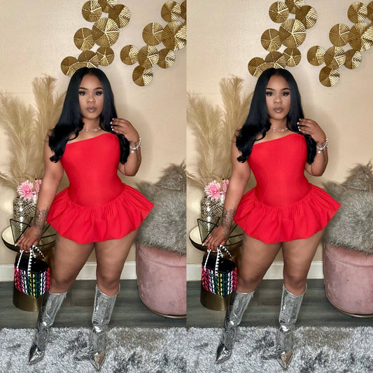 RED BUBBLE BABE MINI DRESS