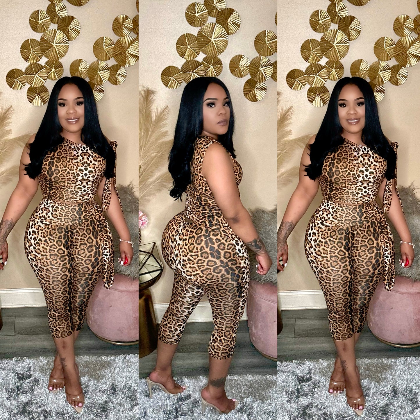 LEOPARD CAPRI BABE SET