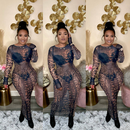 WILDLIFE MESH DRESS (LEOPARD)