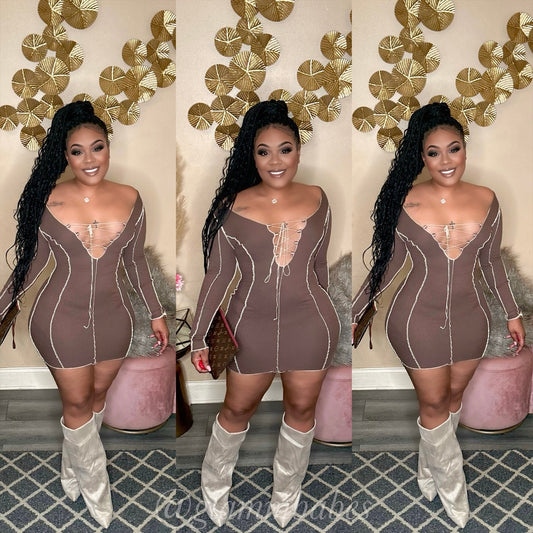 CALI BABE DRESS ( BROWN)