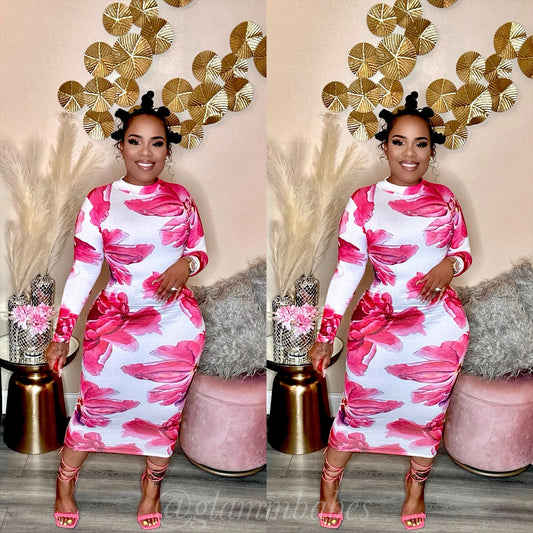 FLOWER BOMB MIDI (PINK/MULTI)