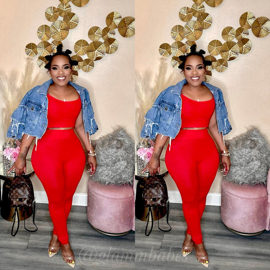 RIBED BABE SET (RED)